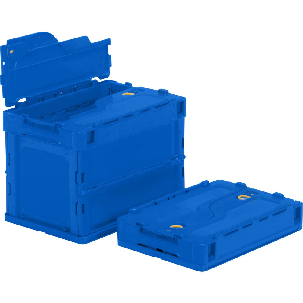 TRUSCO TR-C20B-DB Thin Folding Container, 6.1 gal (20 L) with Locking Lid, Dark Blue TR-C20B-DB Storage Box