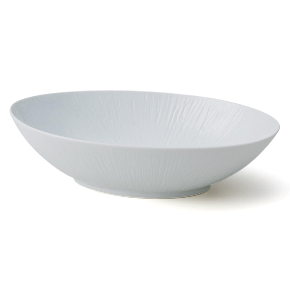 Mino Ware 57-031-101 Miyama Deep Mountain Plate, Curry Plate, Oval Plate, Diameter 9.8 inches (25 cm), Microwave, Dishwasher Safe, Crease, White Porcelain, Made in Japan