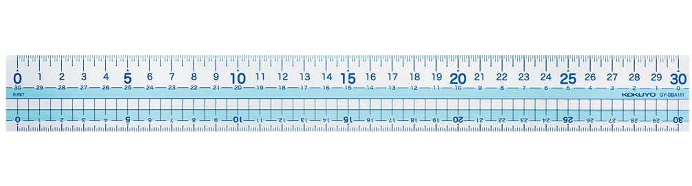 Kokuyo straight ruler Manabi be a recycled PET resin scale 30cm Blue GY-GBA111B