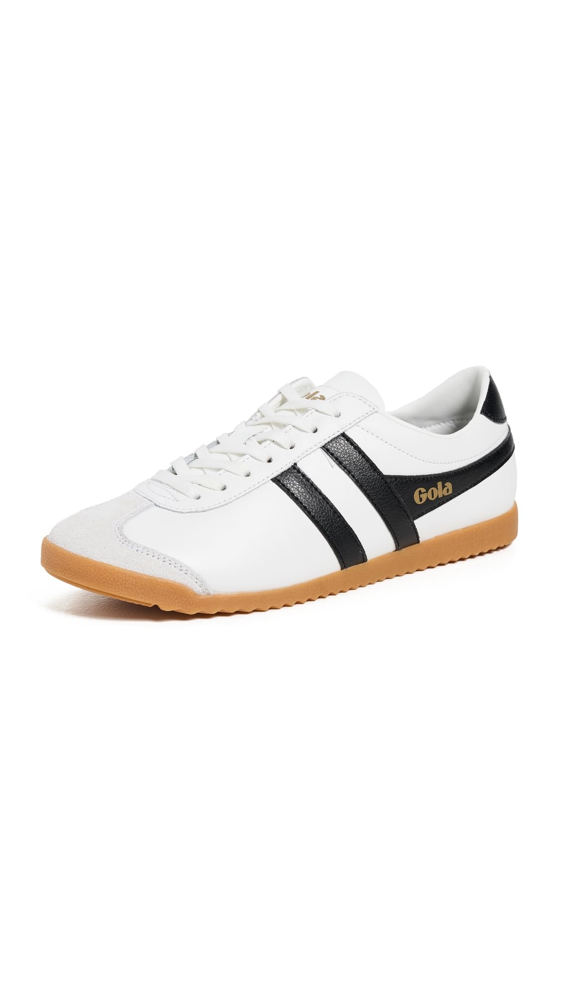 Gola Women's Bullet Leather Sneakers, White/Black/Gum, 9.5 Medium US