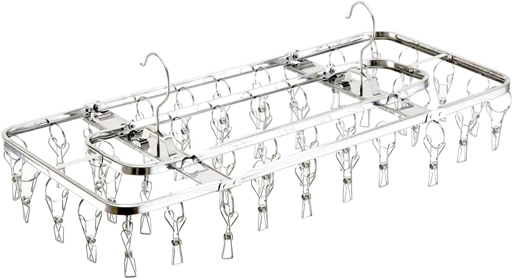 Shimomura 26450 Pinch Hanger, 40 Pinch Hanger, Made in Japan, 2-Point Hooks, Stable to Dry, Rust-Resistant, Tangle-Resistant, Bathroom Drying, Foldable, Storage, Stainless Steel, Room Drying, Indoor