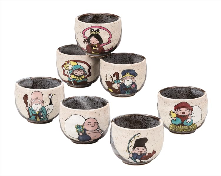 Kutani Iwataya K9-1225 Set of Cups, Seven Lucky Gods