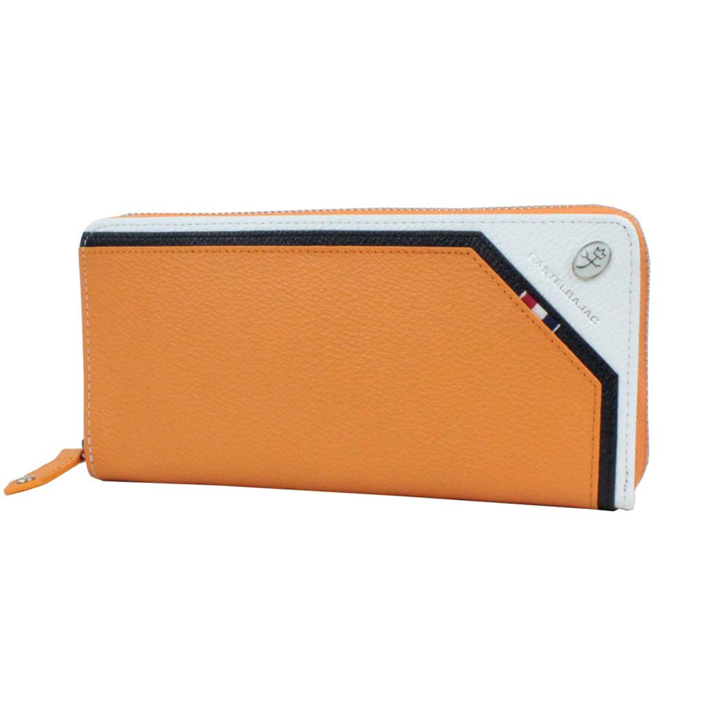 Castelbajak 035613 Men's Long Wallet, Round Zipper, Leather - orange