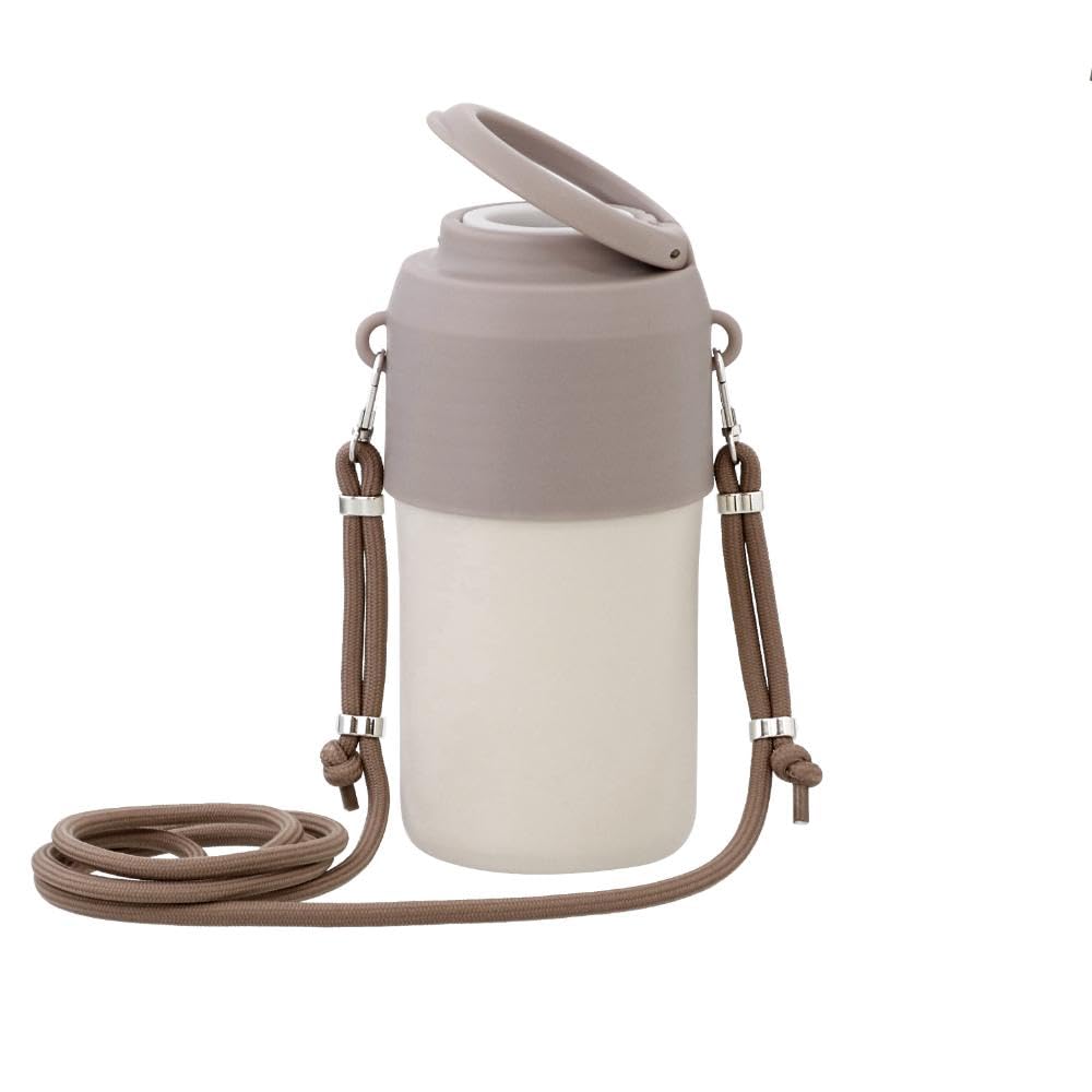 LIV PLUS NM-371 PET Bottle Holder, Cold Insulation, Vacuum Double Layer Structure, 10.1-23.9 fl oz (300-650 ml), Shoulder Bag, Beige