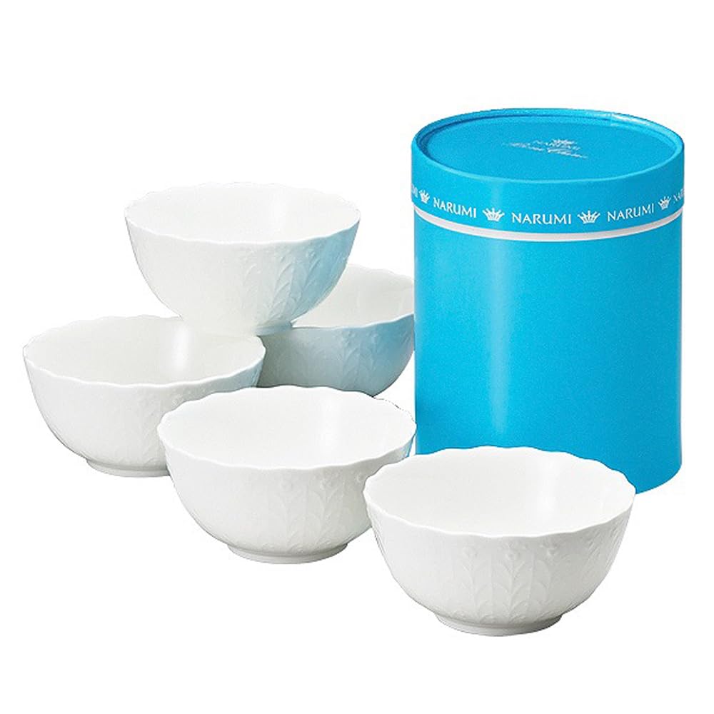 Narumi 9968-21625P Bowl Dish Set, Silky White, Diameter 4.3 x Height 2.2 inches (110 x 55 mm), 5-Piece Set, Microwave Warming, Dishwasher Safe