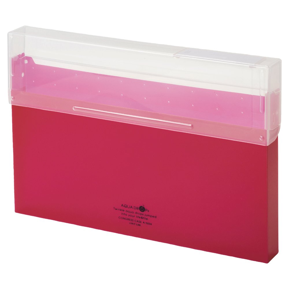 Lihit Lab A5024-3 Congress Case, File Case, A4, Holds 300 Sheets, Red