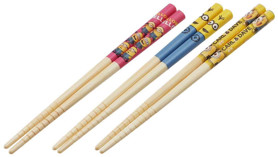 Skater ANT2T-A Bamboo Chopsticks, 3 Pairs Set, 6.5 inches (16.5 cm), Minion