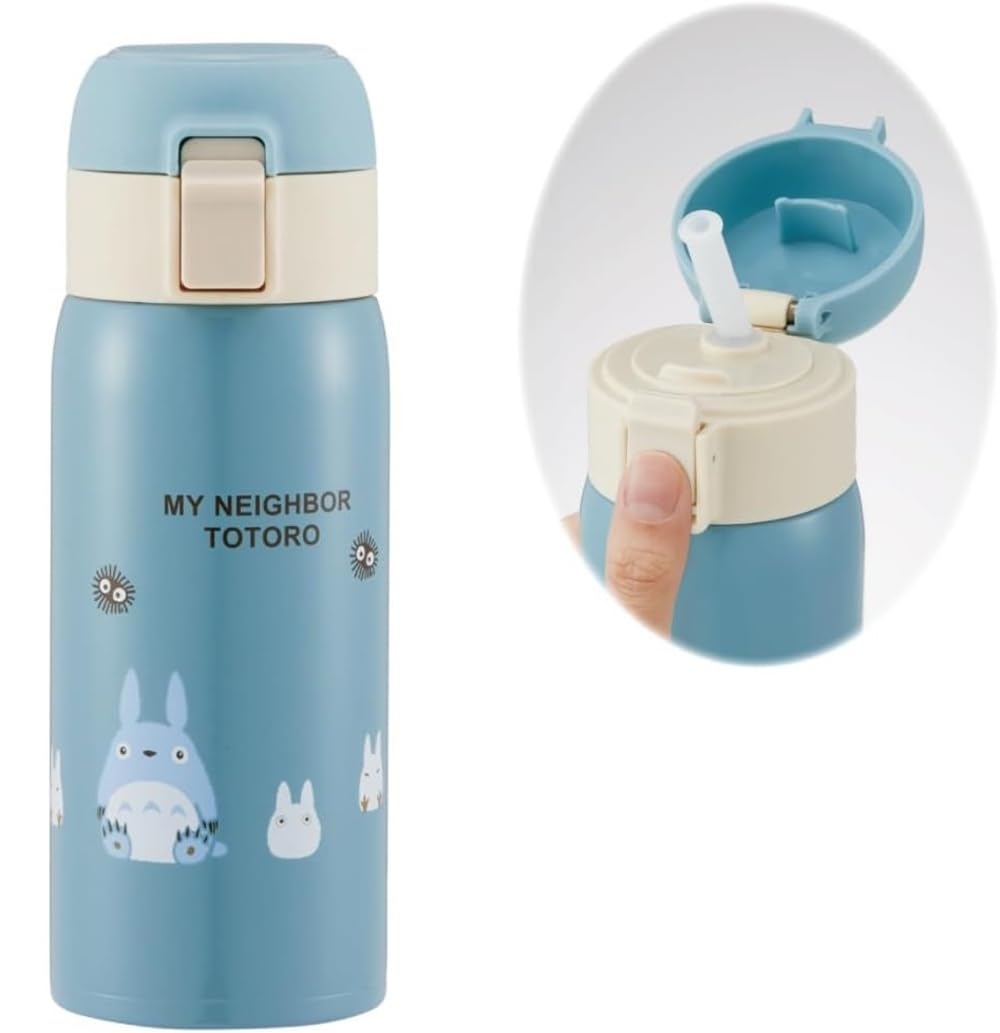 Skater STOT3ST-A My Neighbor Totoro Straw Mug Bottle, 11.8 fl oz (350 ml), Hot and Cold Retention, Stainless Steel, Water Bottle, One-Touch Open