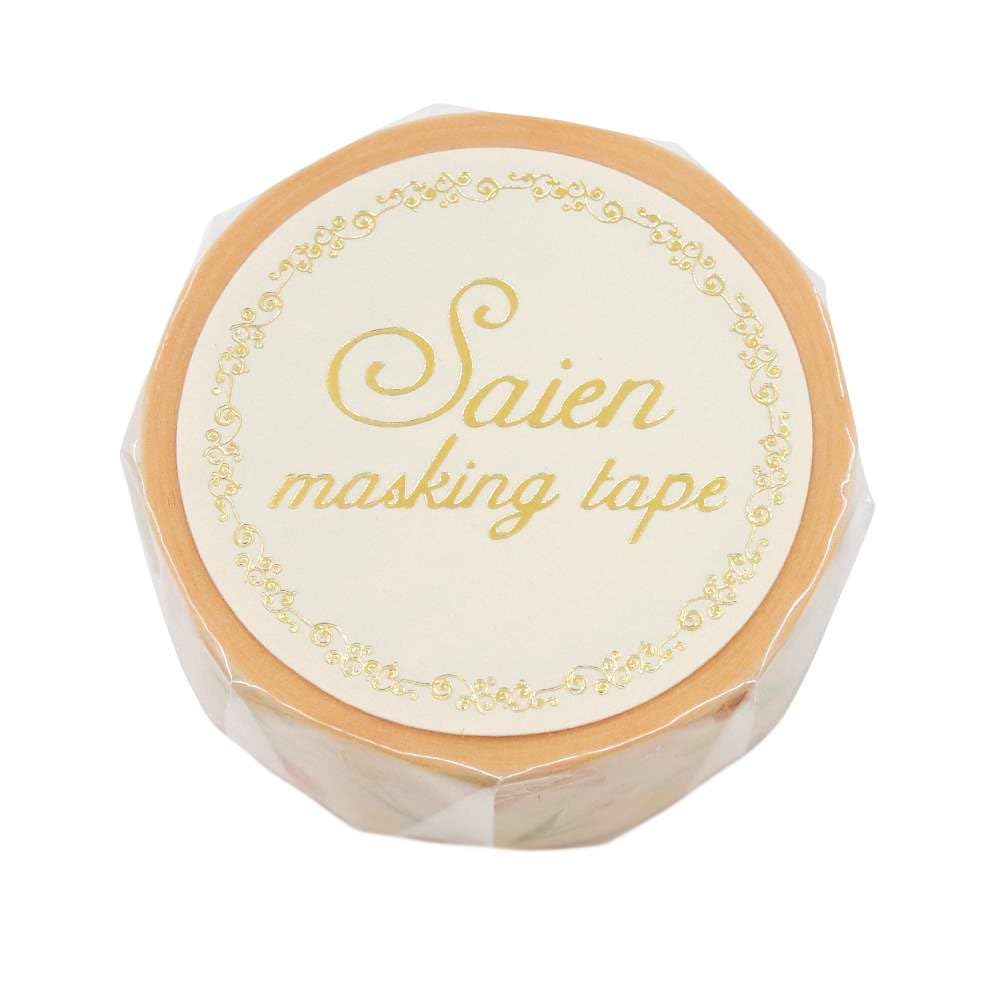 カミイソ産商(Kamiiso) SAIEN UR-3084 Tulip Masking Tape, 0.6 inches (15 mm x 7 m), Flower Pattern, Cute, Washi Tape
