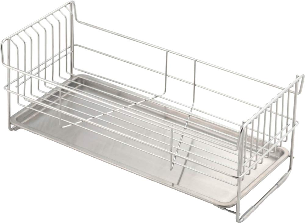 Shimomura Kihan Tsubame Sanjo 42666 Compact Drainer Basket, Smart, Made in Japan, Sub Drainer for Small People, Includes Water Tray Included, Stainless Steel