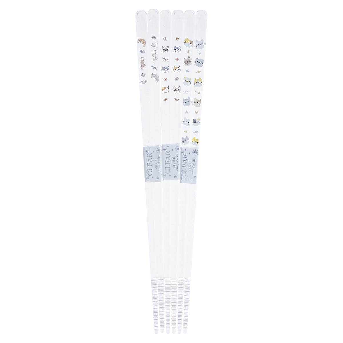 Aoba Clear Chopsticks Cat A, Household Dishwasher Safe, Set of 3