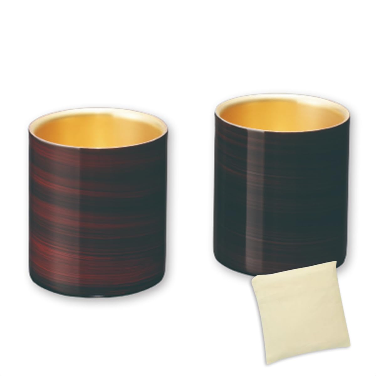 J-kitchens-bag Tsubame Yamanaka Lacquer Glass Double Layered 2PC Akatsuki Shiage Lacquer, 2.8 x 3.3 inches (7.3 x 8.3 cm), 250cc/Eco Bag, Made in Vietnam/Lacquer, Made in Japan