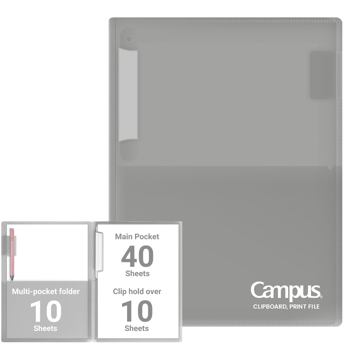 Kokuyo Portfolio Folder with Pockets Folder for Paper Organization,Heavy Duty Pocket Folder Fits US Letter & A4,Flip & Write Surface,Dual-Purpose Clip & Pocket Design(FU-CEH755M)
