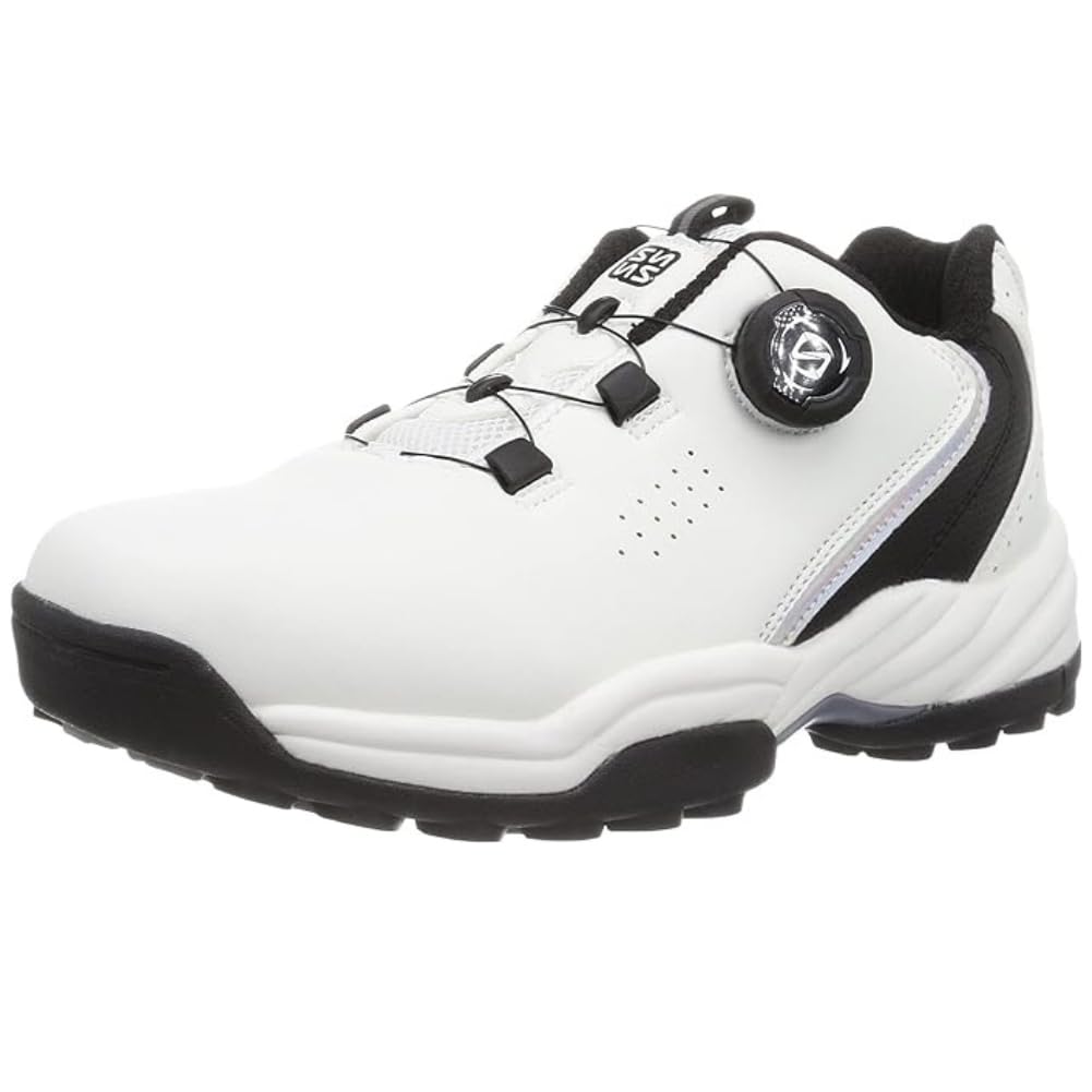 FOURSENCE(フォーセンス) Men's Walking Fossil Dial Golf Spikeless Sports, Trekking, Climbing Shoes, Multicolor (White/Black), 25.5 cm 3E