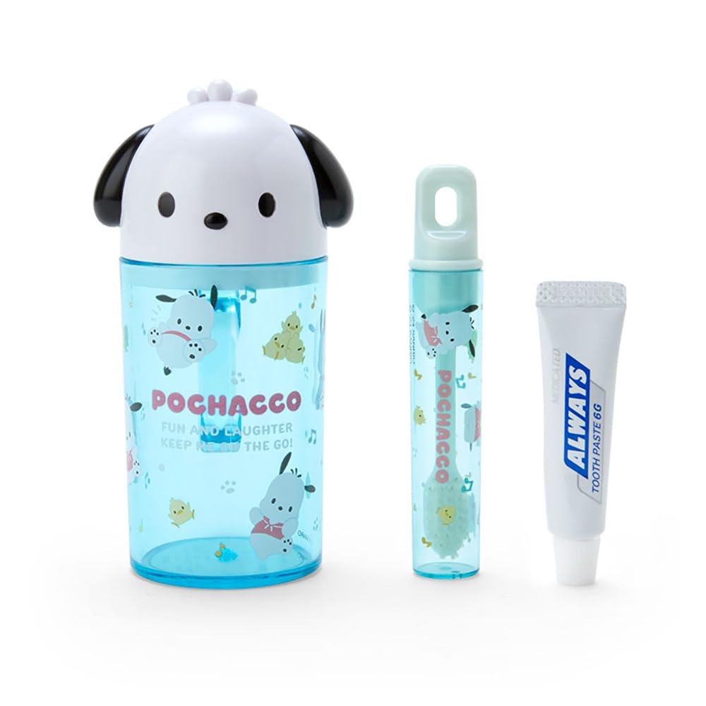 Sanrio 983993 Pochacco Toothbrush & Cup Set, Toothbrush Set, Pochacco, 4.7 x 2.8 x 2.8 inches (12 x 7 x 5 cm), Character