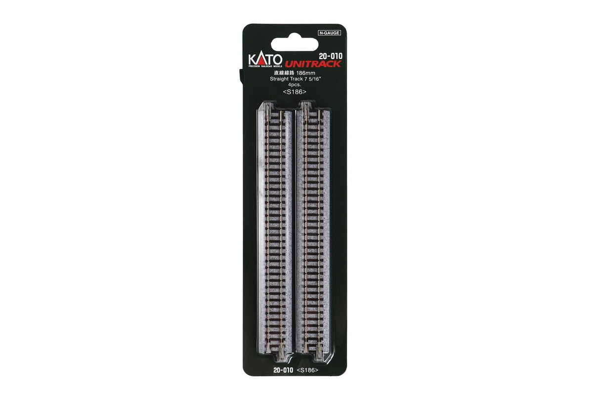 Kato N Scale Unitrack 7 5/16" 186mm Straight Track - 4 per package