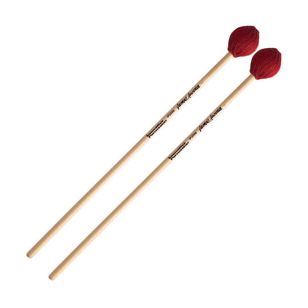 Innovative Percussion IP2006 James Ancona Series Medium Hard Vibraphone/Marimba Mallets, Red Cord Rattan