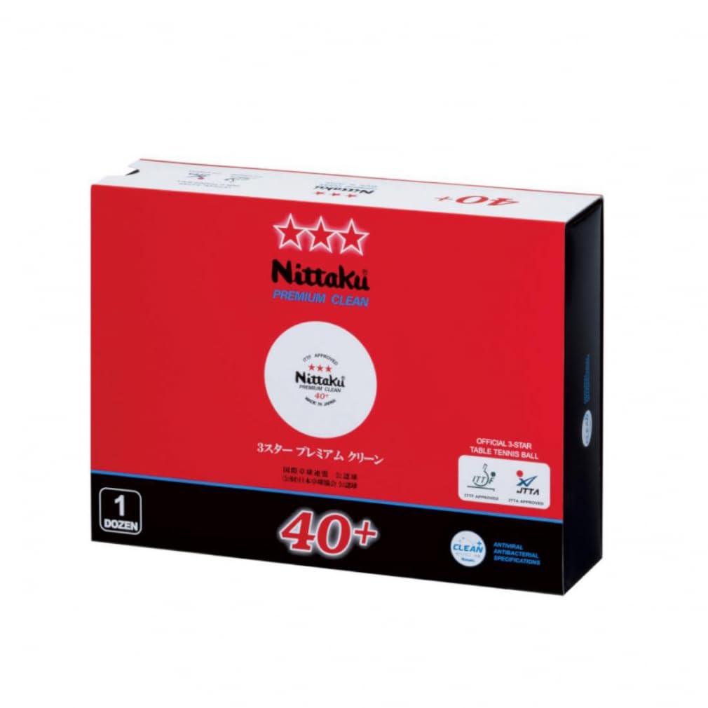 Nitaku NB1701 Table Tennis Balls, 3 Stars, Premium, Clean, 1 Dozen