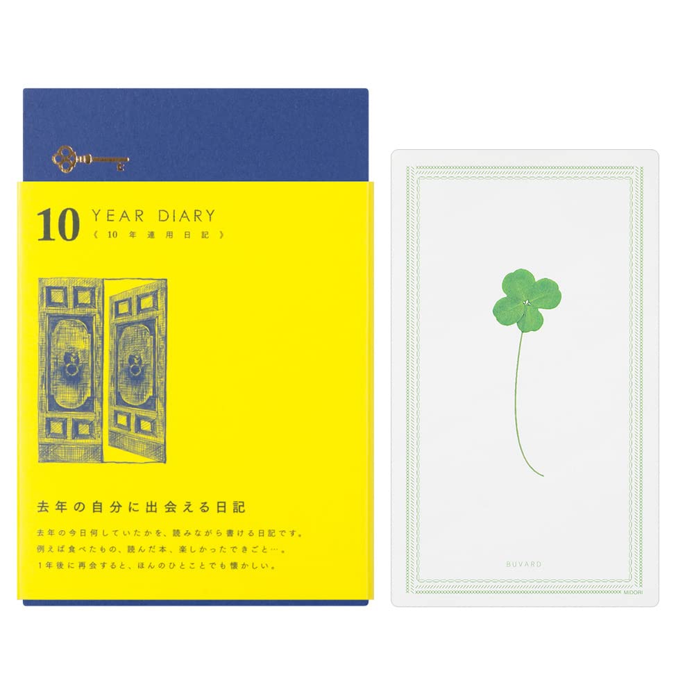 DESIGNPHIL Midori 12397006A Diary, 10-Year Consecutive Door, Navy Blue, With Buber