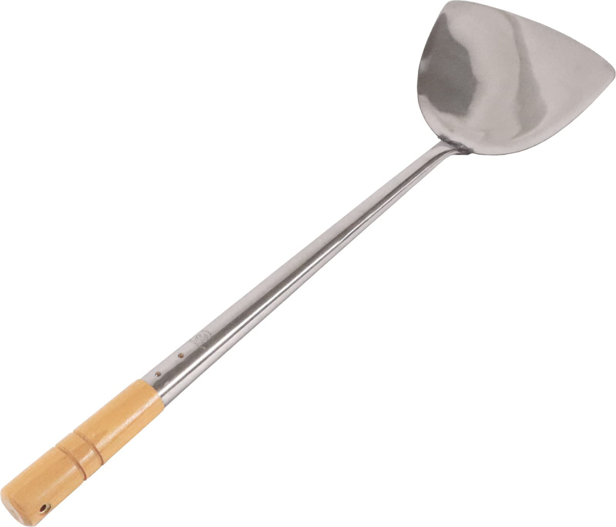 Kanda 050019 Chinese Spatula, Made in Japan, Commercial Use, Large, Spatula Width 5.1 inches (13 cm), Handle Length: 14.4 inches (36.5 cm), 18-0 Stainless Steel, Wooden Handle Pipe
