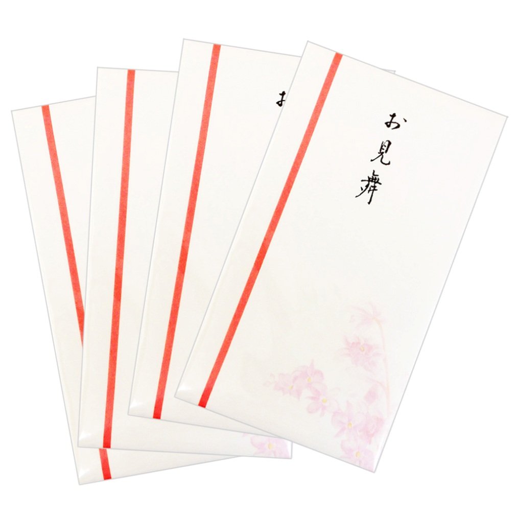 Shinokoma KP-803 x 4P Envelopes, Gold Seal, Flower Pattern, Pink, Pack of 4