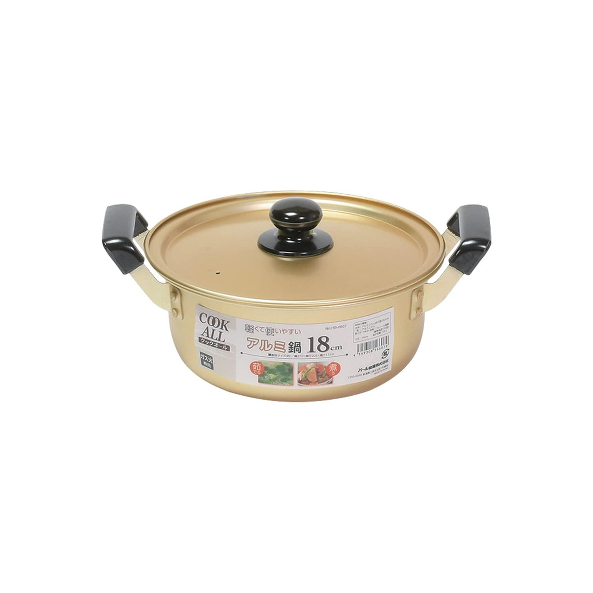 Pearl Metal HB-6607 Two-Handled Pot, 7.1 inches (18 cm), Aluminum, For Gas Stoves, Boiled Food, Oden, Cookall