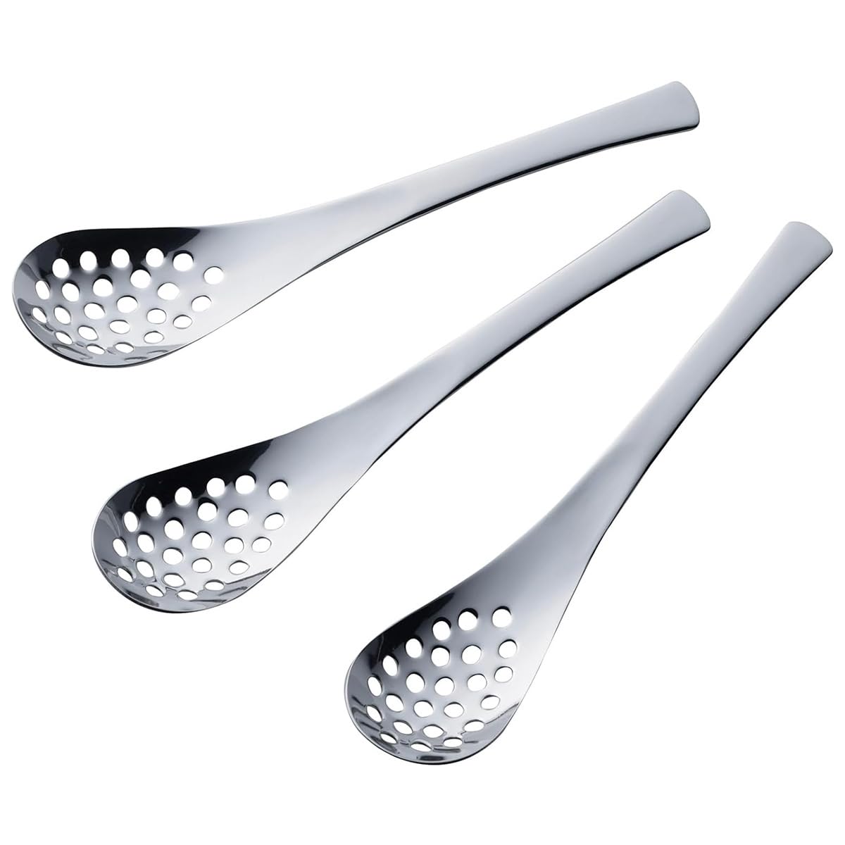 Shimomura Kusen 44195 Astragalus Spoon, Holed, 3-piece Set, Small, Made in Japan, Dishwasher Safe, Easy to Eat, Ramen, Canned Dessert, Stainless Steel, Tsubamesanjo