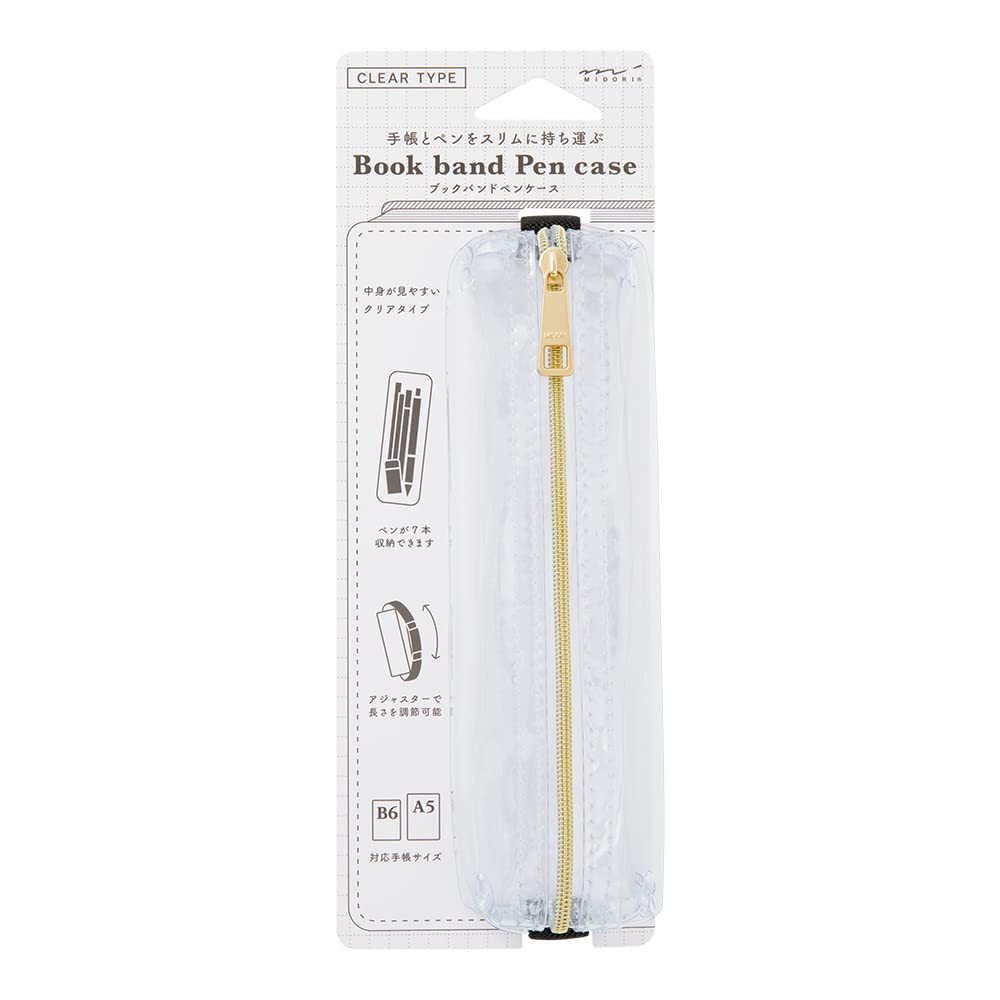 Midori 41825006 Pen Case, Book Band Pen Case, Transparent A, For B6 - A5