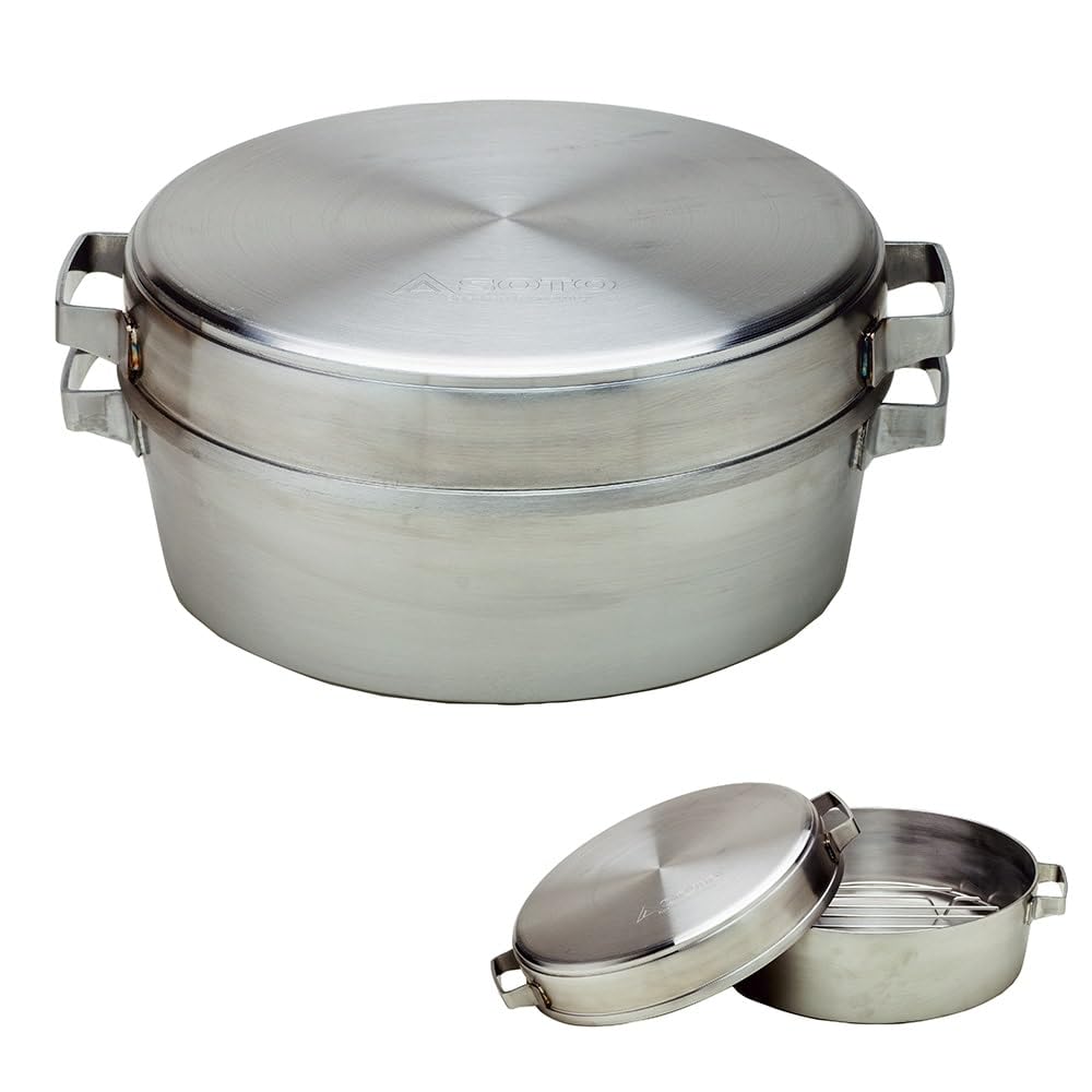 SOTO ST-910DL Dutch Oven, Stainless Steel, No Seasoning Required, Cleaning Rack (Dishwasher, Detergent OK), High Heat Storage Capacity (Versatile, Anti-Rust/Shock Resistant), Deep, Shallow Type,
