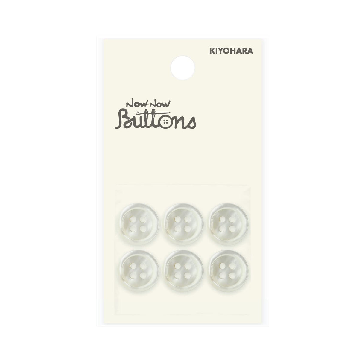 Kiyohara NWN224 Knau Buttons, Shell Buttons, 4 Holes, Pack of 6, Diameter 0.5 inches (13 mm), Takase Shell