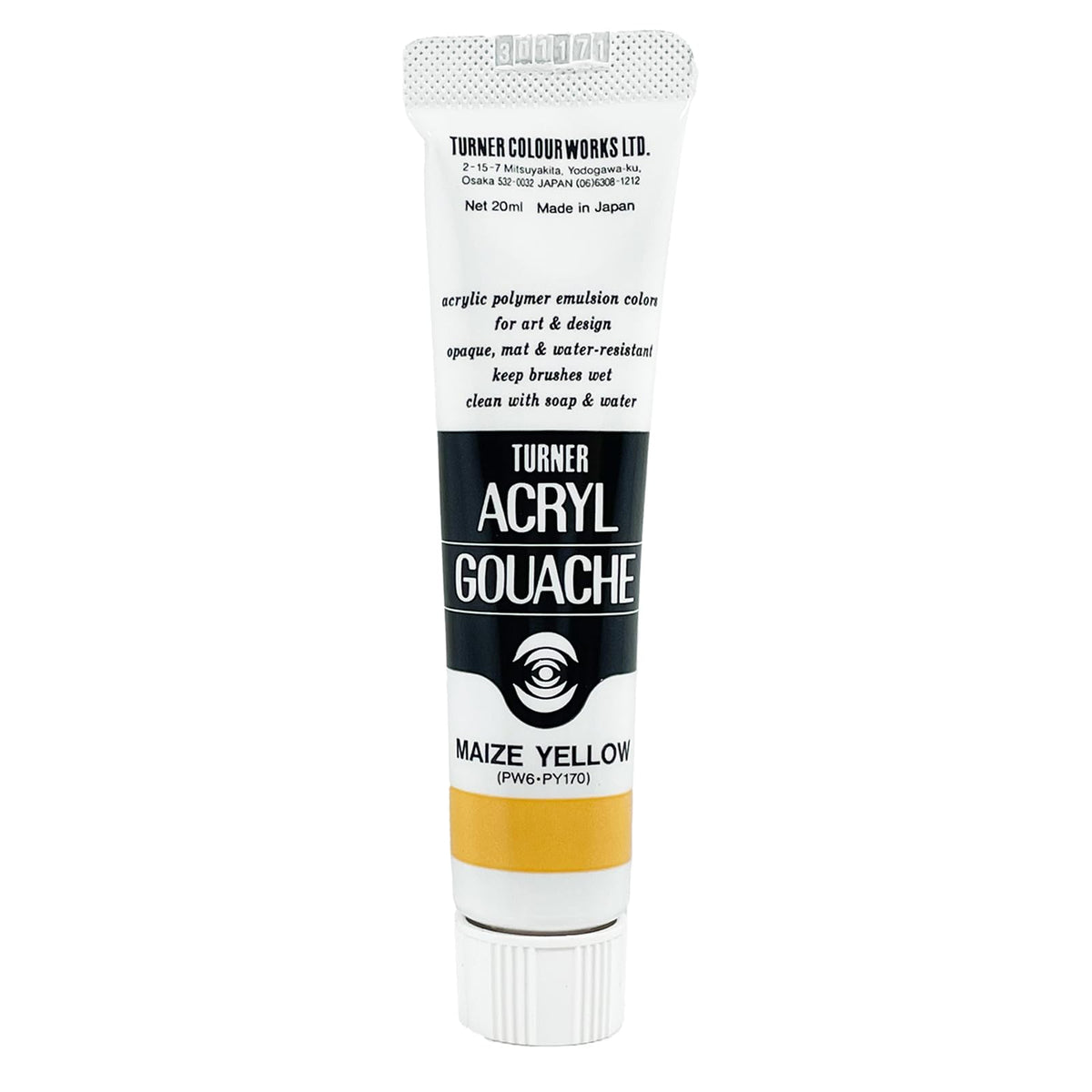 Turner Colour Works Acryl Gouache Artist Acrylic Paint - Single 20 ml Tube - Maize Yellow