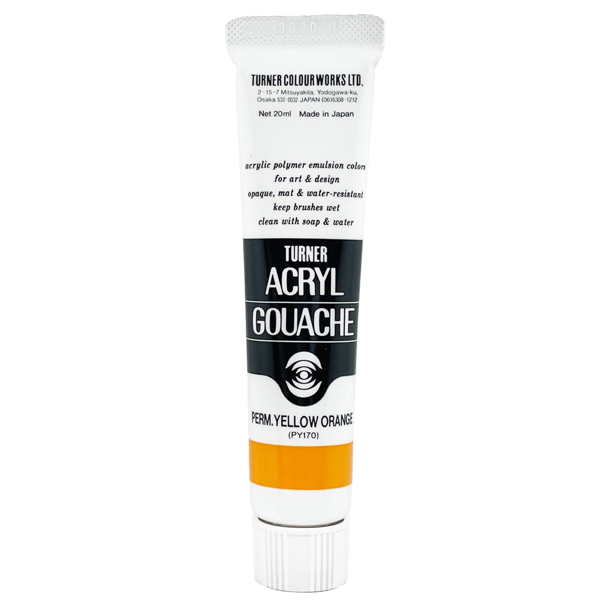 Turner Colour Works Acryl Gouache Artist Acrylic Paint - Single 20 ml Tube - Permanent Yellow Orange