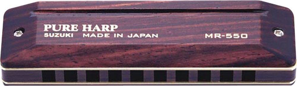 Suzuki MR-550-E Pure Harp Professional Wooden 10-Hole Diatonic Harmonica, Key of E