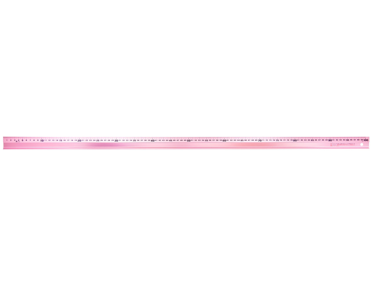 Shinwa Sokutei 65443 Aluminum Straight Scale Al Assistant 3.3 ft (1 m) Pale Pink