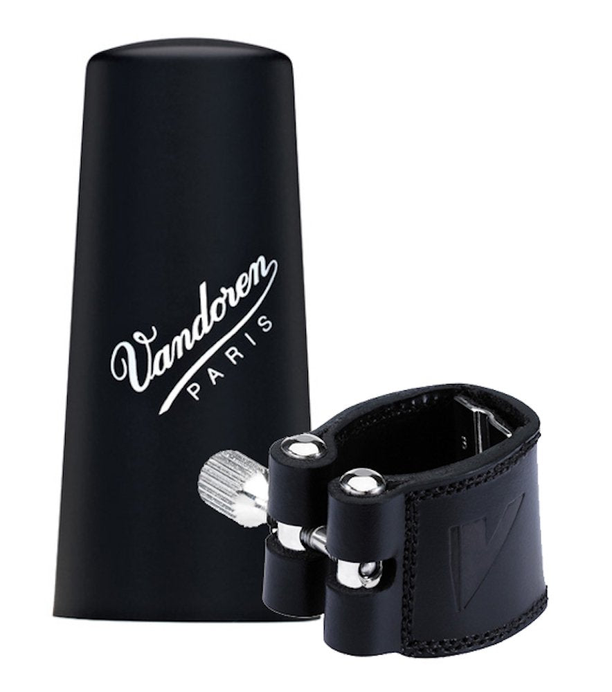 Vandoren LC25P Leather Ligature and Plastic Cap for Bb German Clarinet with 3 Interchangeable Pressure Plates