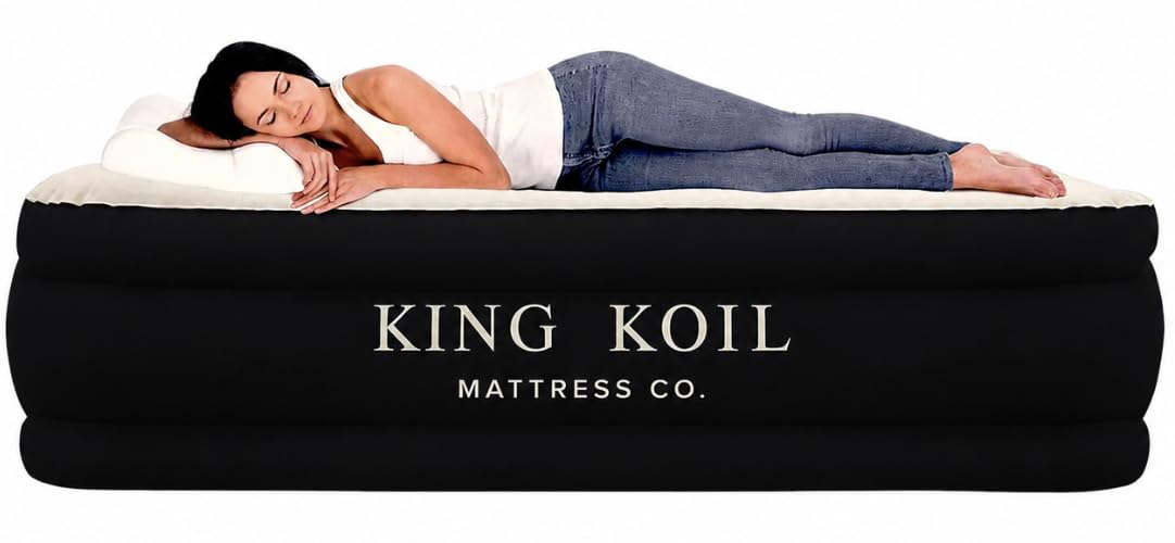 King Koil Air Mattress Queen with Built-in Pump, Inflatable Blow Up Bed