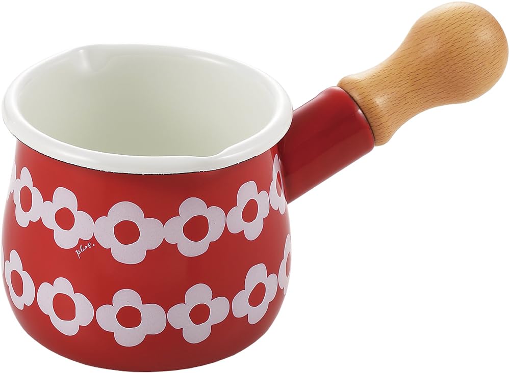 Toyohoro Plune. OHANA TYJ-727 Hollow Milk Pan (Compatible with Gas Stoves and Induction Cookers), RD, Red, W 7.7 x D 4.1 x H 3.5 inches (19.5 x 10.3 x 8.8 cm)