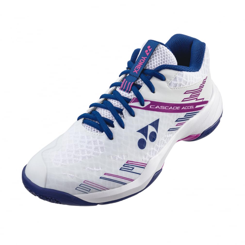 Yonex Badminton Shoes Power Cushion Cascade Accelerator Mid, white/purple (115), 27.5 cm