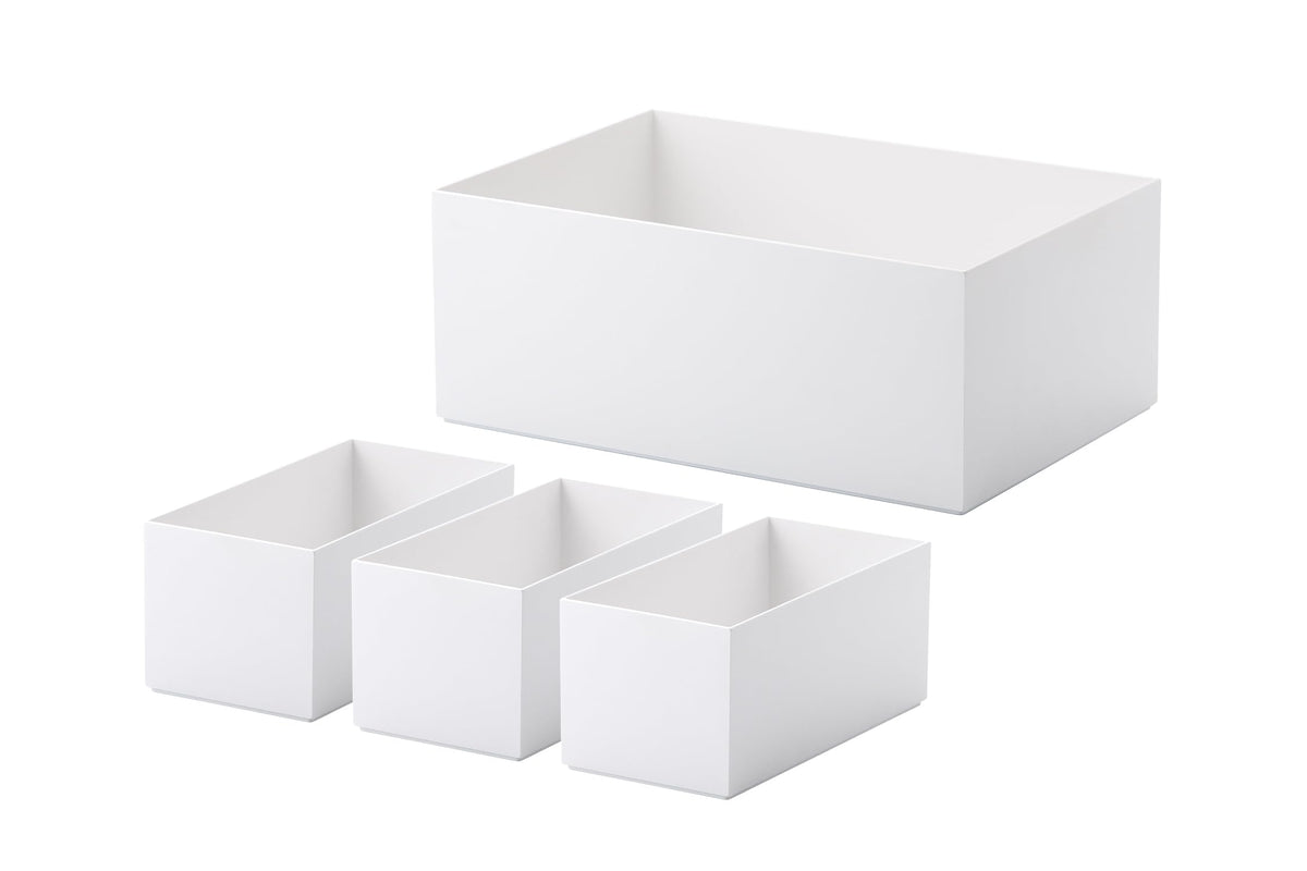 LIKE-IT TDS-04 Multi-Purpose Storage Box, Tie Up Box, Starter Kit (Deep 4 Pieces), White, Storage for Small Items, Shelf Storage, Tool Box, Open Rack