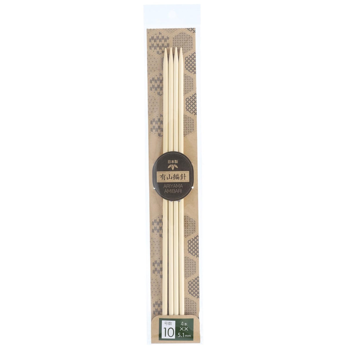 Ariyama Knitting Needles, Double Fine, 4 Needles, Bamboo No. 10 ARI4-10