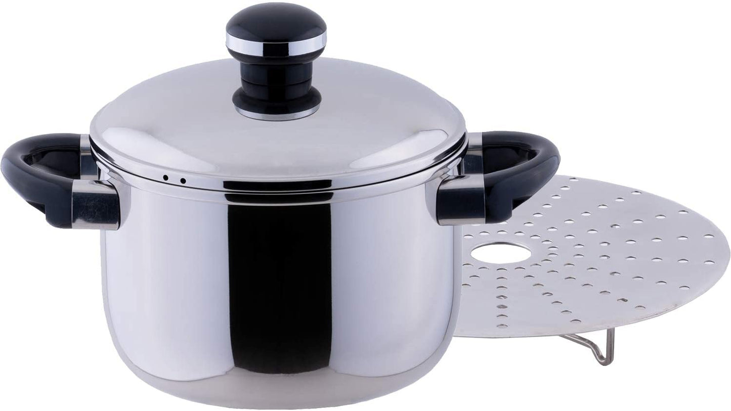 Miyazaki Seisakusho OJ-5D-A Objet Stew Pot, 7.1 inches (18 cm) & Steam Plate, Made in Japan, Induction Compatible