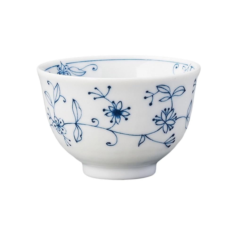 Ale-net Teacup Sencha Bowl, 3.1 x 2.3 inches (8 x 5.8 cm), 6.7 fl oz (170 cc), Line Arabesque, Blue Fluctuating Senta, Dishwasher Safe, Microwave Safe, Mino Ware, Made in Japan