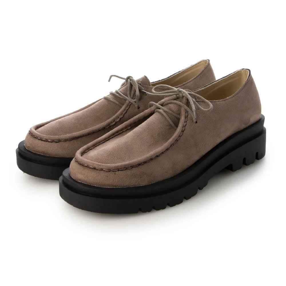 Liberty Doll(リバティー ドール) Women's Tyrolean Unisex Lace-Up Shoes 5.5cm Sole Moccasins, Beige Suede, 25.5 cm