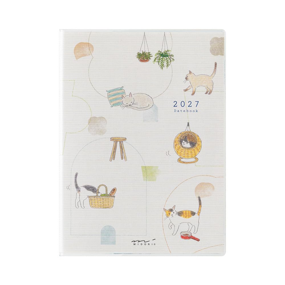 Midori Pocket Diary 2027 A6 Weekly Cat Pattern 22443006 (Starts from January 2027)