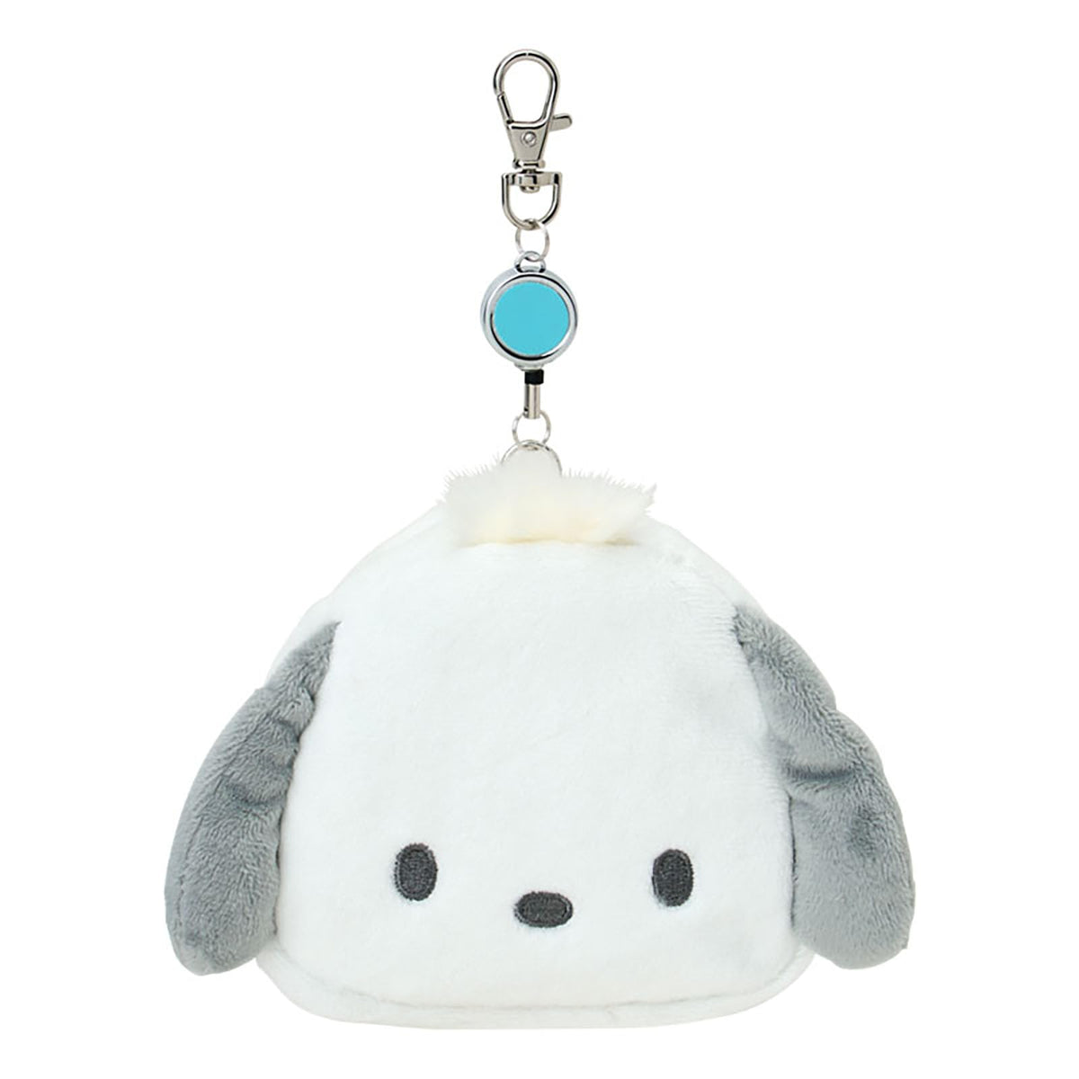 Sanrio 303313 Face Shape Pass Case & Pouch, Cotton, PVC, Steel, Polyester, Commuter Pass Box, Reel Included, Storage for Small Items, Ages 15 and Up