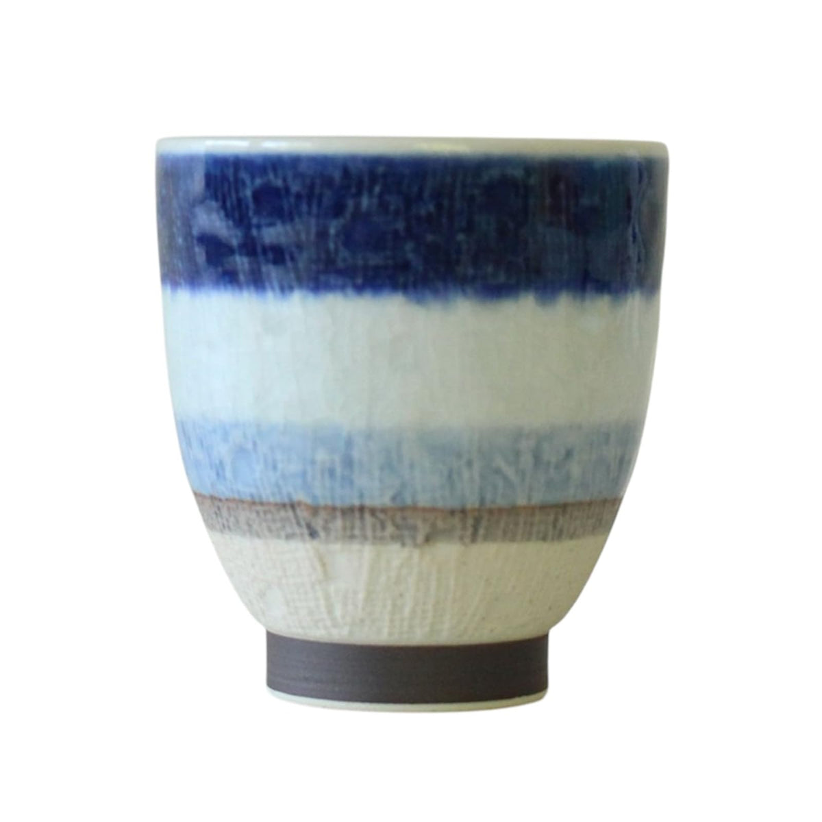 tomofac Hasamiyaki 533885 Tea Cup, Approx. 7.8 fl oz (200 ml), Microwave and Dishwasher Safe, Knit Border, Blue, Made in Japan