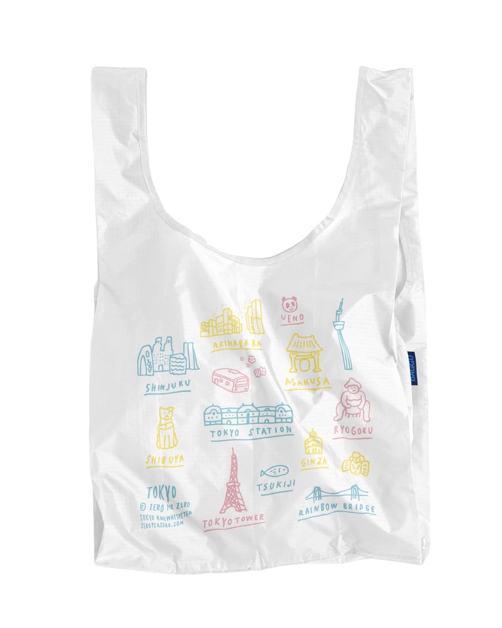 BAGGU Standard Eco Bag, Pattern, 100% Recycled, TOKYO MAP White, One Size