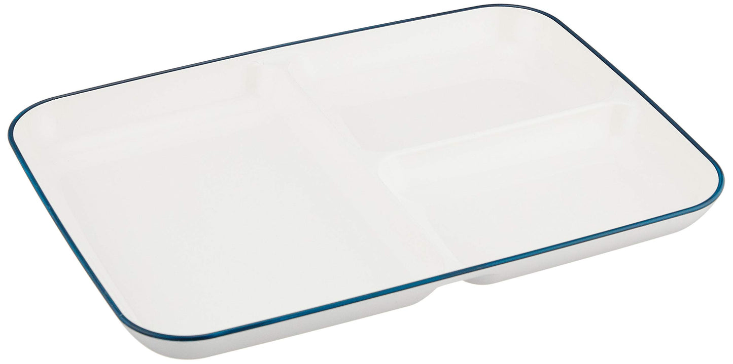 pa-ru金属 渕 Intensity Clean Coat Corners 仕切 Plate White & Navy Mountains Coating Made in Japan Microwave Safe