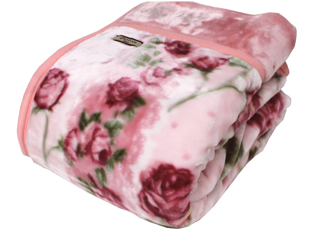 Kyoto Nishikawa Quality Blanket (140cm x 200cm, Floral Pink, Washable, Double Layer Structure)