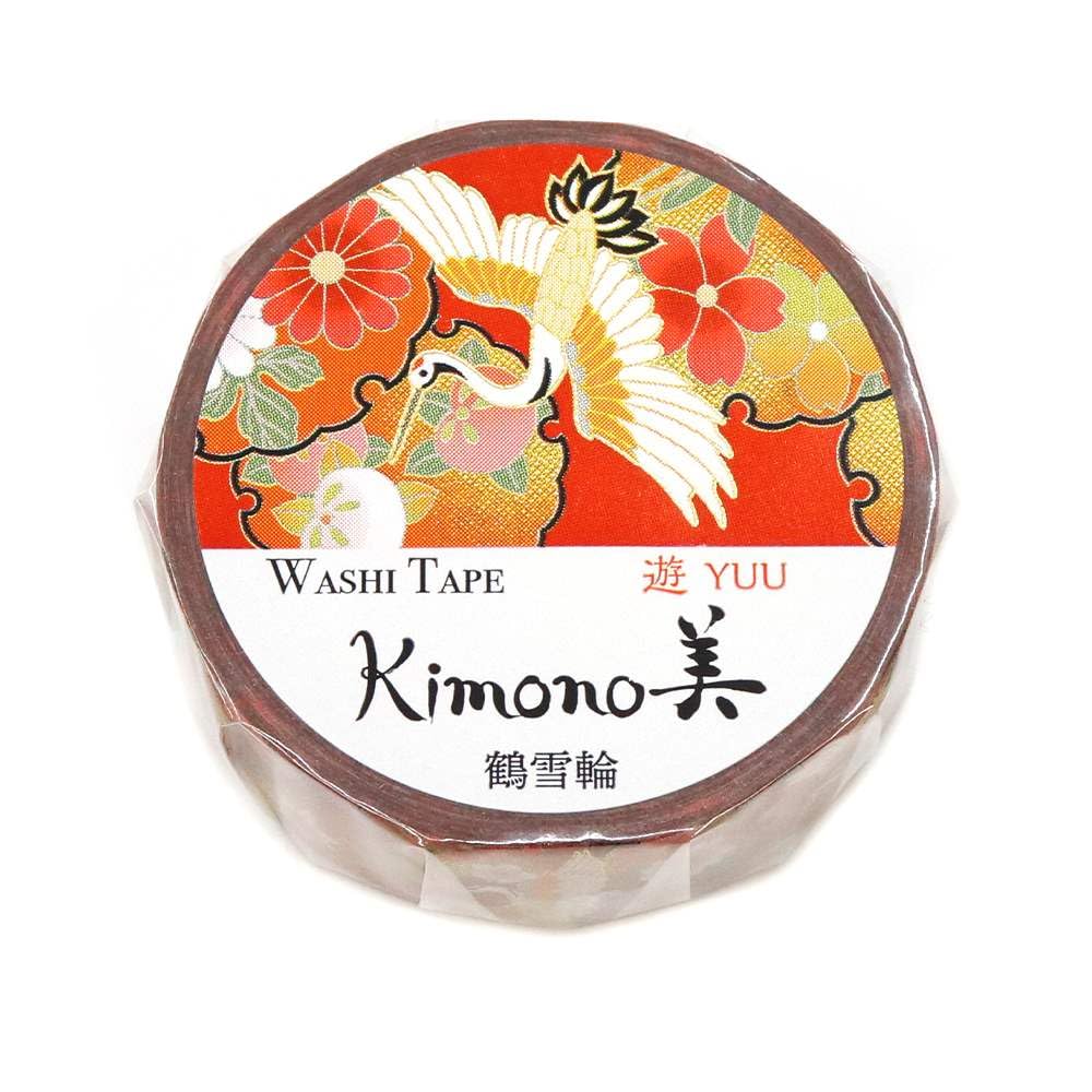 Kimono Beauty GR-2079 Retro Modern Type Crane Snow Ring 0.6 inch (15 mm) Wide Gold Foil Gradient Masking Tape Stationery Students Cute Gold Foil Gradient